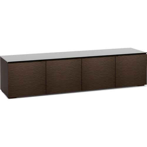 Berlin 247 85" TV Stand Cabinet in Textured Wenge w/ Black Glass Top